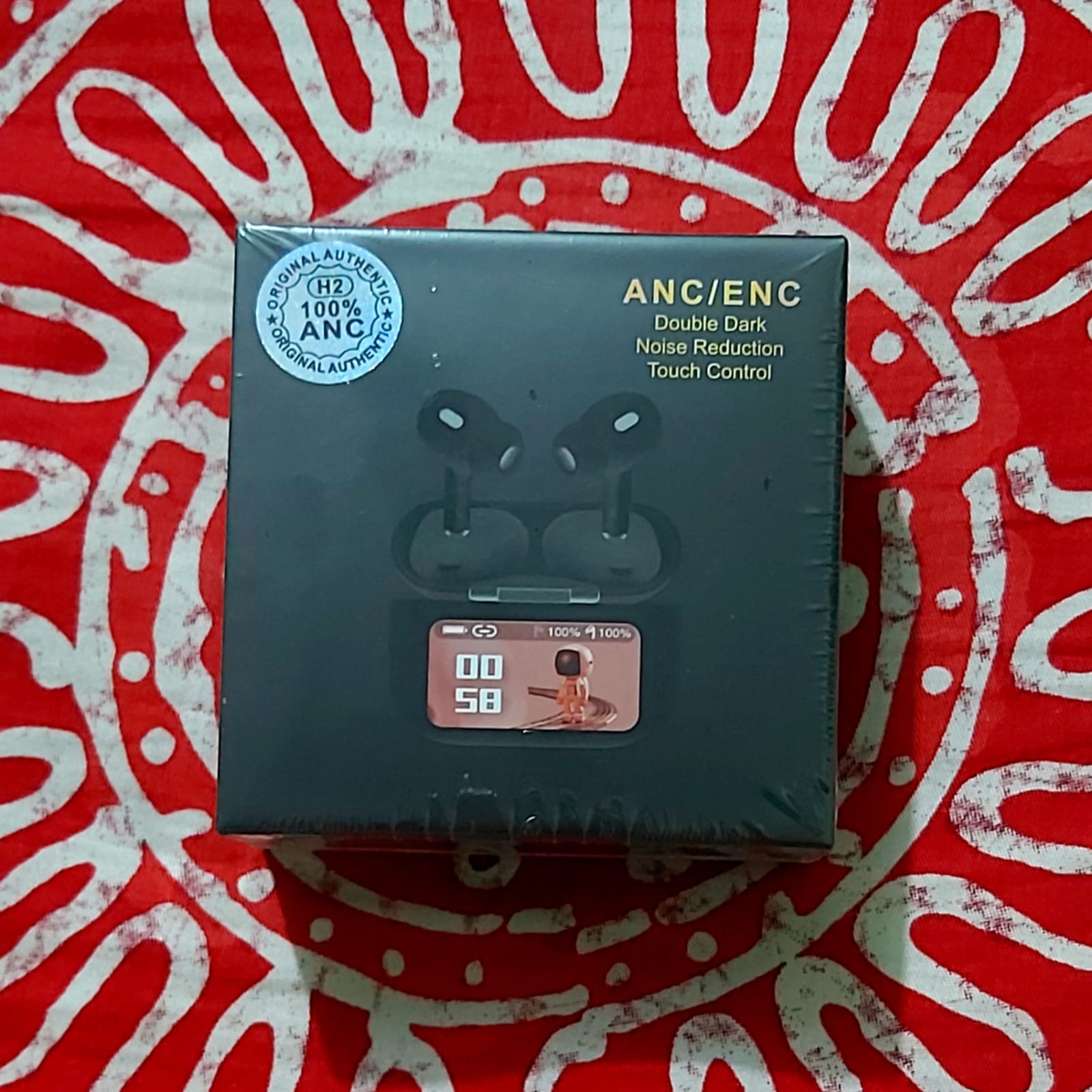 App Version A9 Pro Touch Screen Display Airpods with ANC ENC TWS Earbuds iOS and Android App Supported Airpods – Black