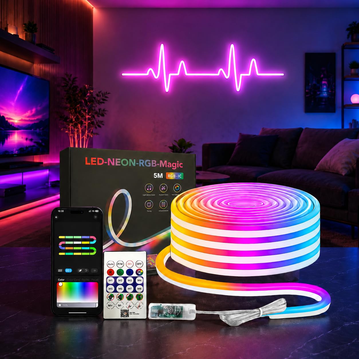 LED Neon RGB Magic Flexible Strip Light With App control