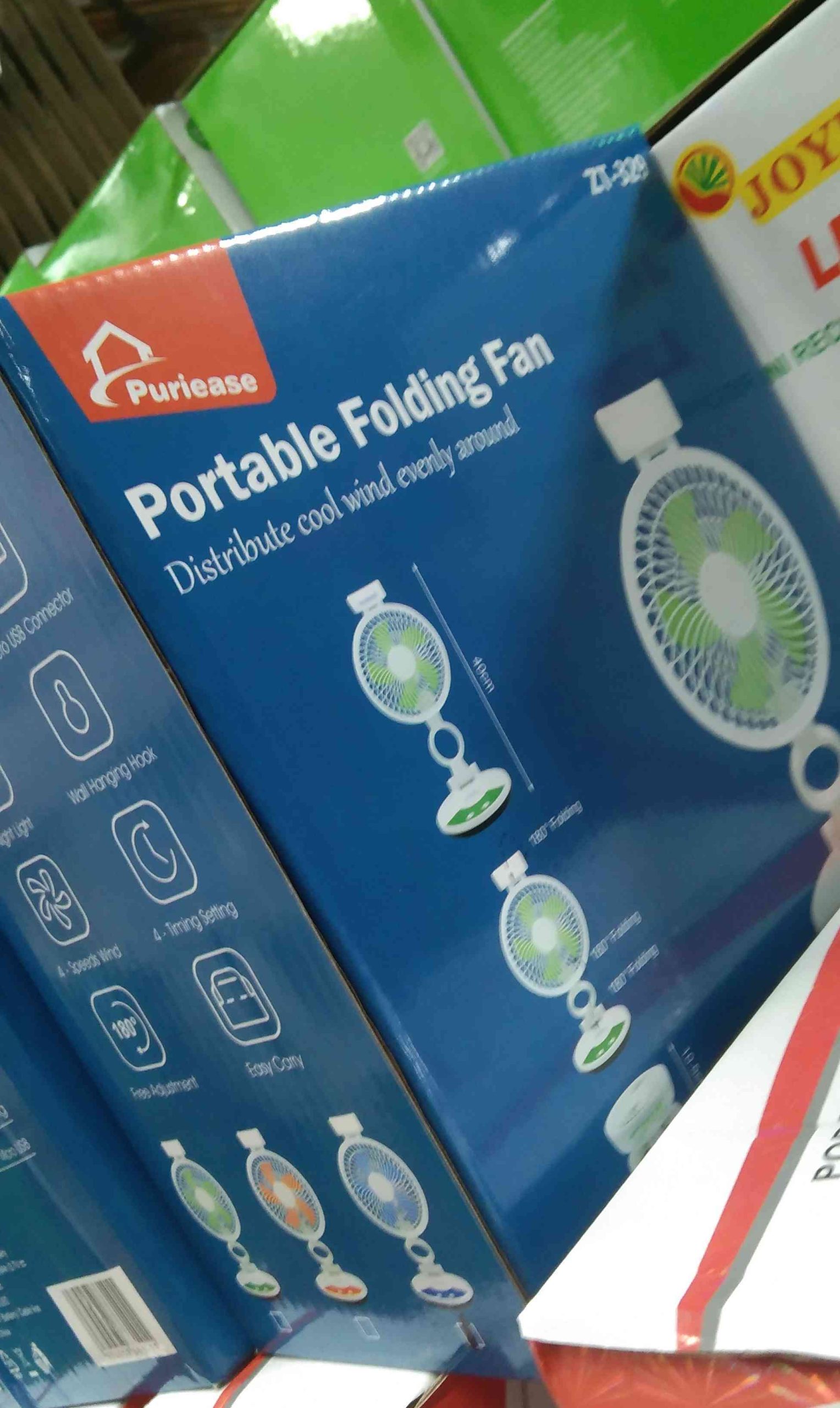 Portable folding fan (ZT-329)রিচার্জ্যাবল ফোল্ডিং টেবিল ফ্যান উইথ লাইট