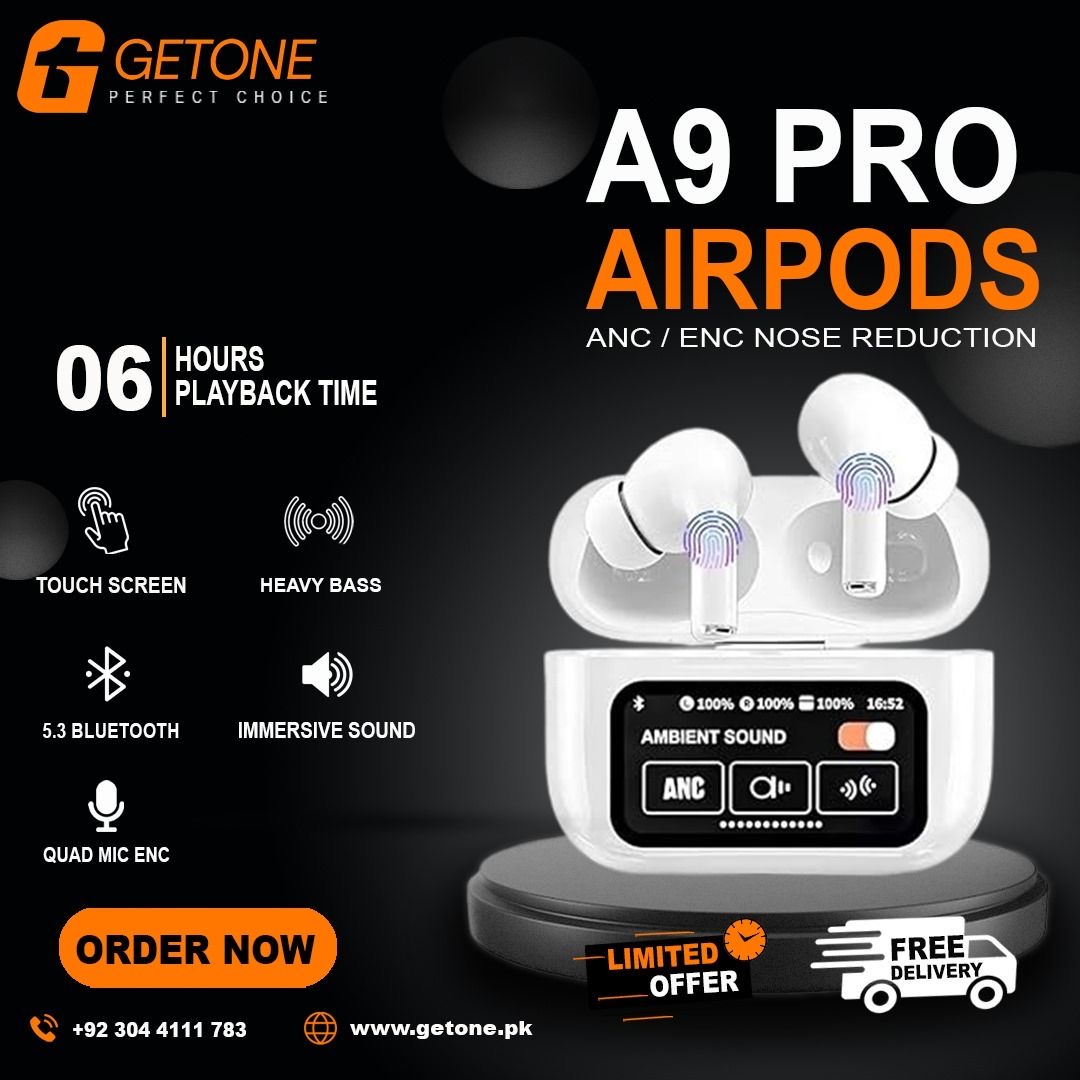 A9 Pro ANC/ENC Dauble Dark Noise Reduction Touch Control Bluetooth Earbuds